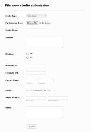 New Studio Form Template