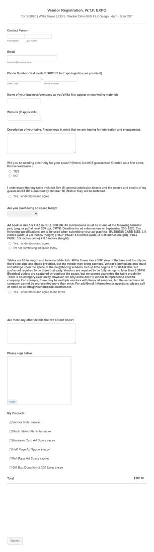 New Vendor Setup Form Template