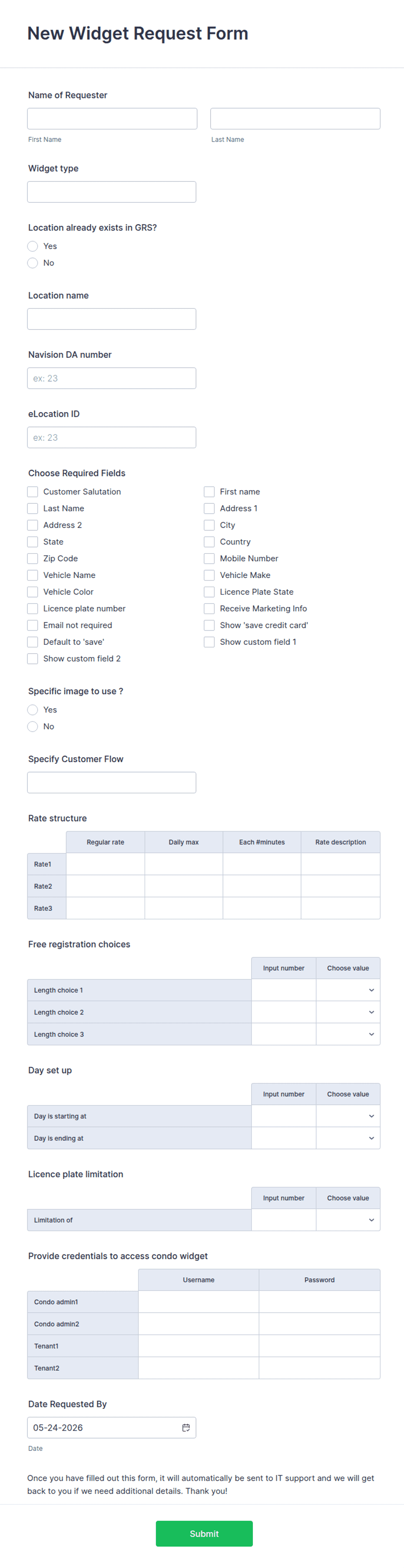New Widget Request Form Template | Jotform