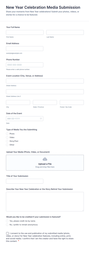 New Year Celebration Media Submission Form Template