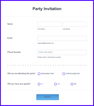 New Year Party RSVP Form Template