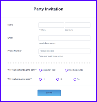 New Year Party RSVP Form Template