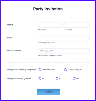 New Year Party RSVP Form Template