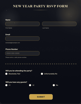 New Year Party RSVP Form Template