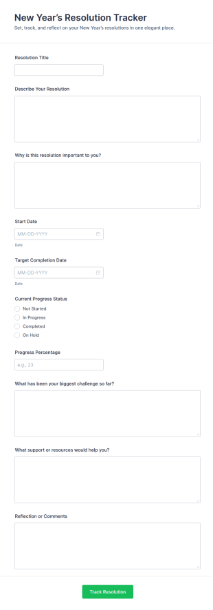 New Year’s Resolution Tracker Form Template