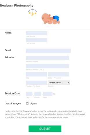 Newborn Photography Consent Form Template