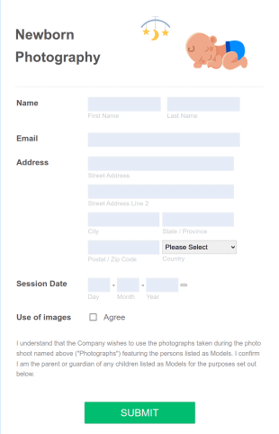 Newborn Photography Consent Form Template