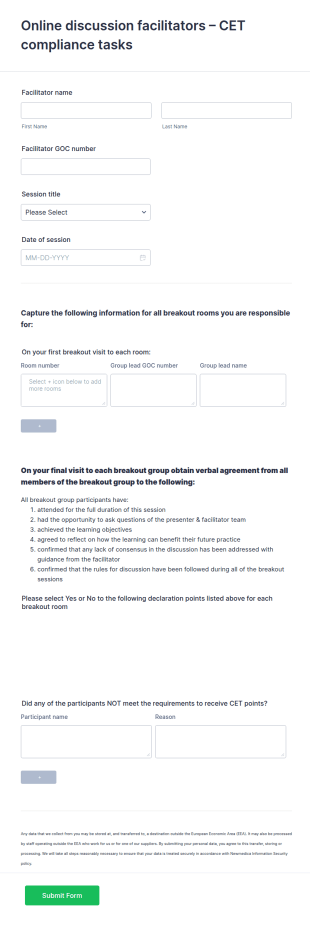 CET Declaration Form Template