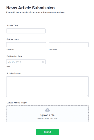 News Article Submission Form Template