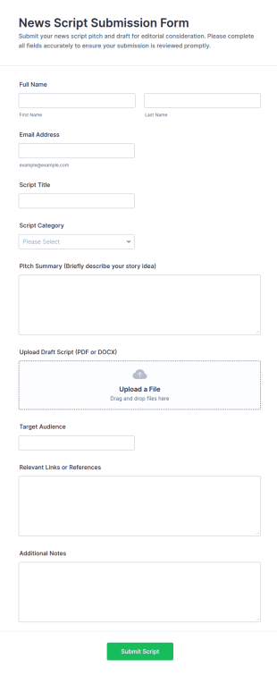 News Script Submission Form Template