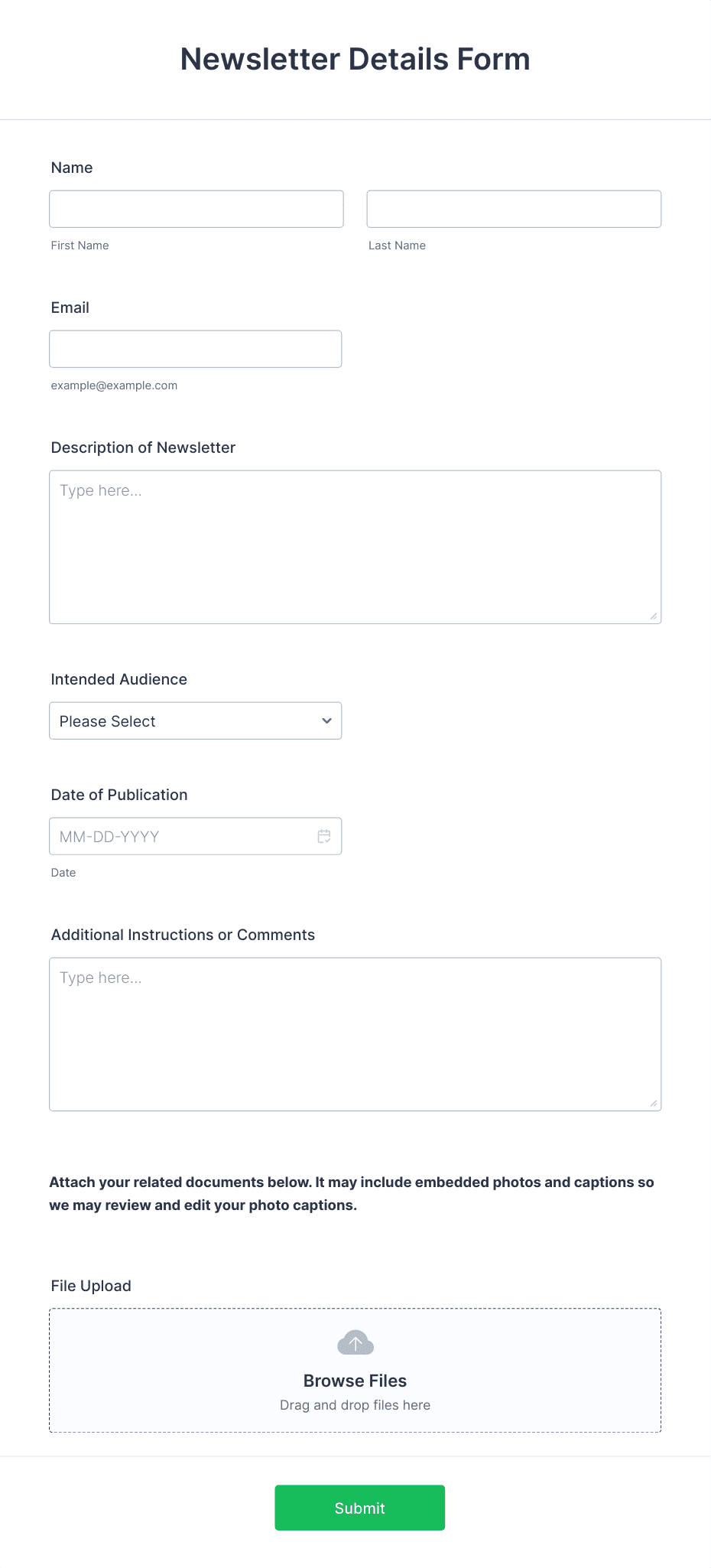 Newsletter Details Form Template | Jotform