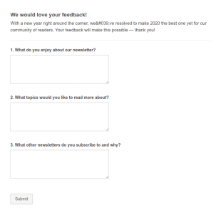 Newsletter Feedback Form Template