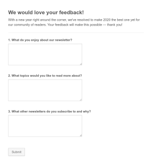 Newsletter Feedback Form Template