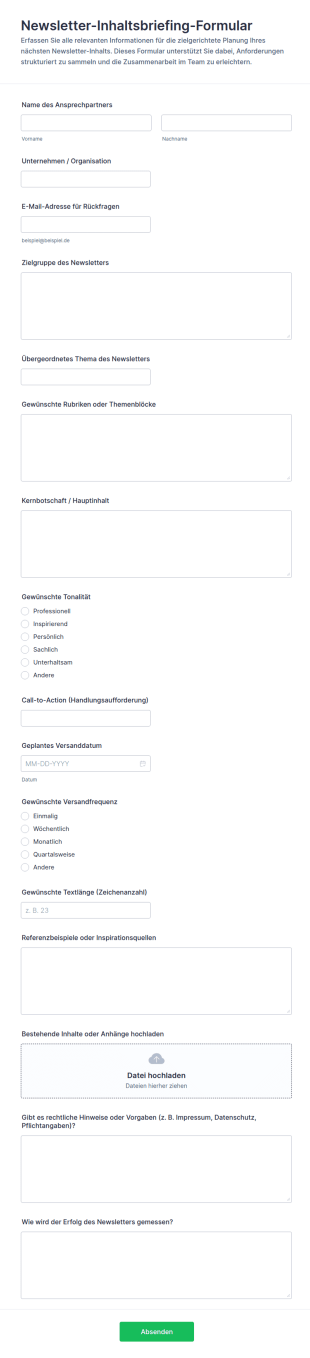 Newsletter Inhaltsbriefing Survey