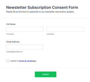 Newsletter Subscription Consent Form Template