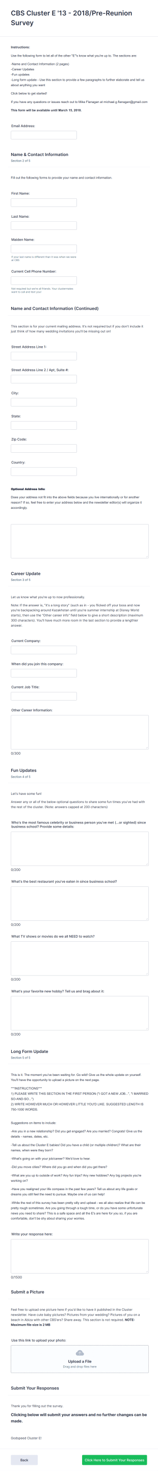 Newsletter Updates Form Template