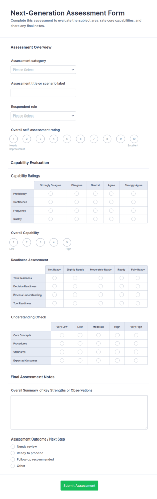 Next Generation Assessment Form Template