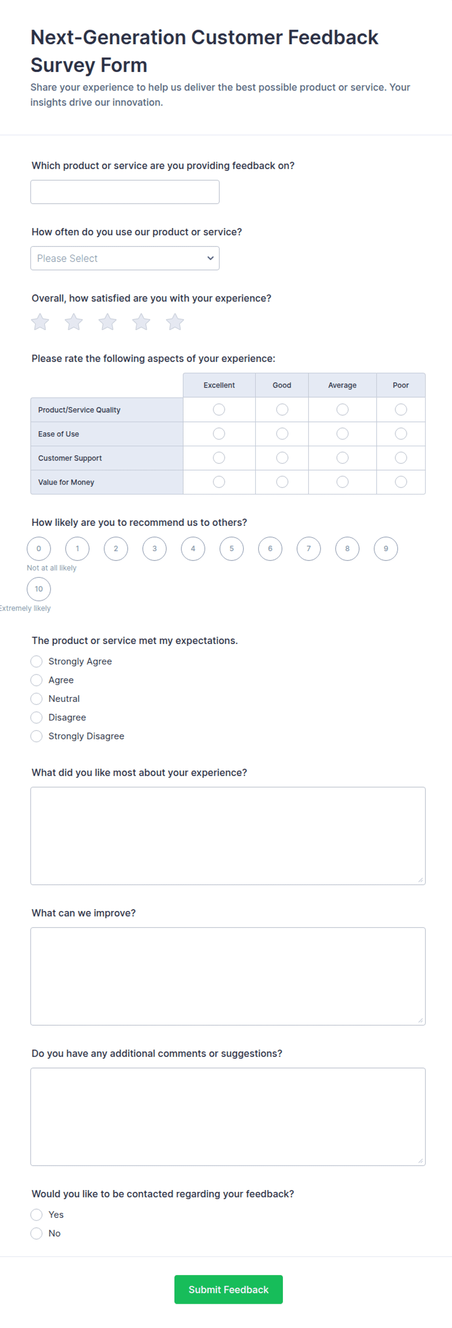 Next-Generation Customer Feedback Survey Form Template | Jotform