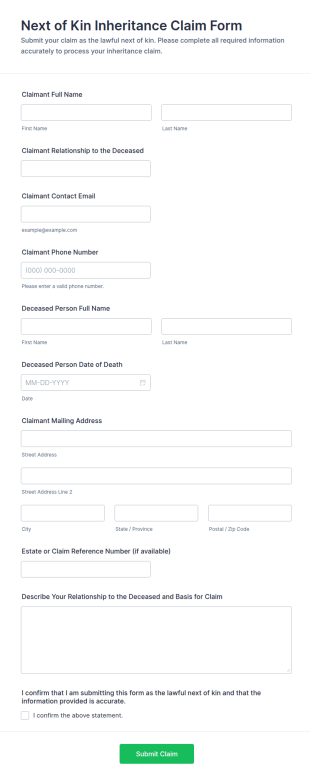 Next Of Kin Inheritance Claim Form Template