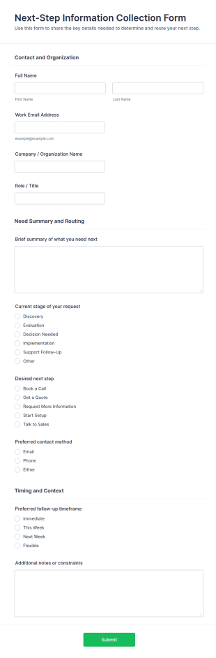 Next Step Information Collection Form Template