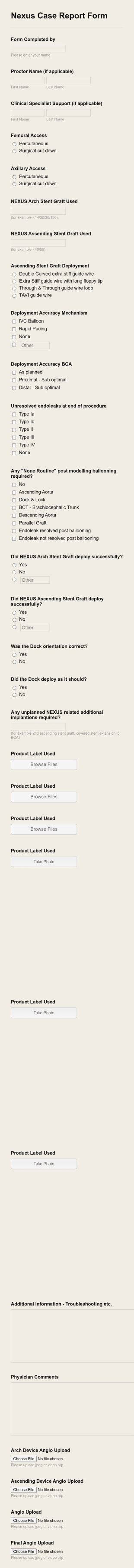 NEXUS Device Performance Report Form Template