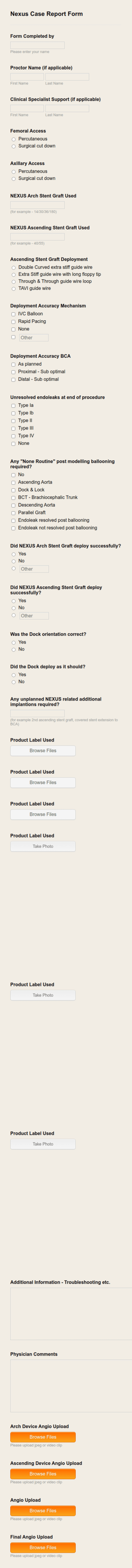 NEXUS Device Performance Report Form Template