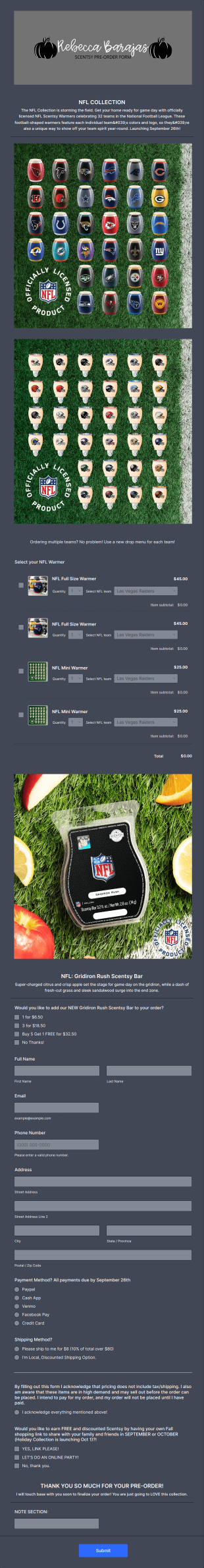 Nfl Pre Order Form Template