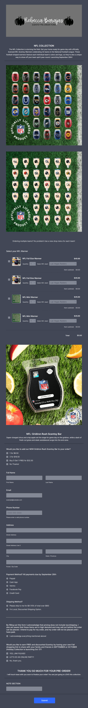 Nfl Pre Order Form Template