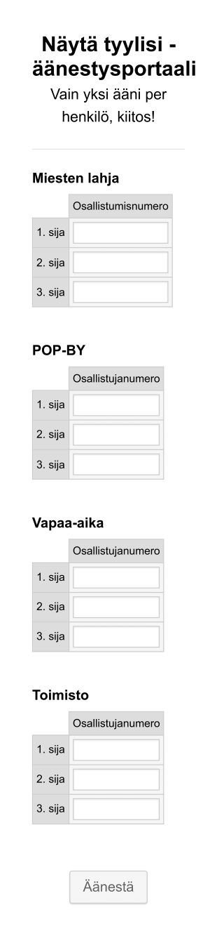 NGBC 2018 Näytä Tyylisi Äänestyslomake Form Template