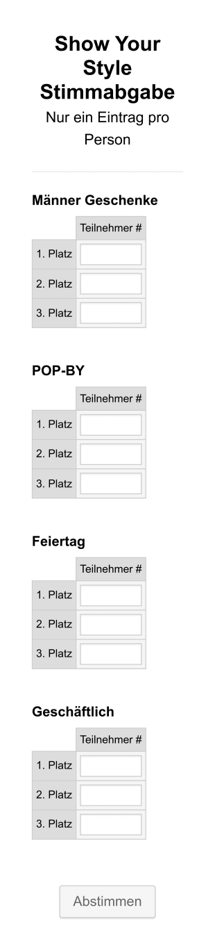 NGBC 2018 Show Your Style Stimmabgabe Form Template