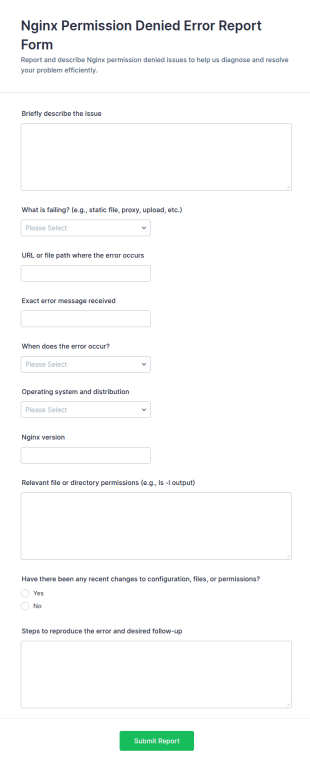 Nginx Permission Denied Error Report Form Template