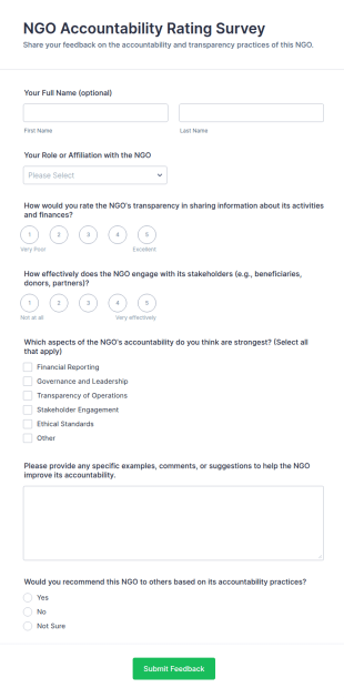 NGO Accountability Rating Survey Form Template