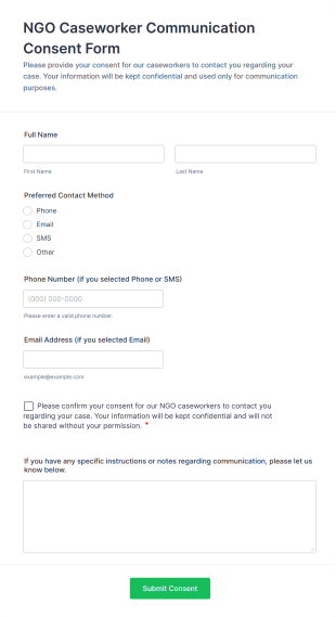 NGO Caseworker Communication Consent Form Template
