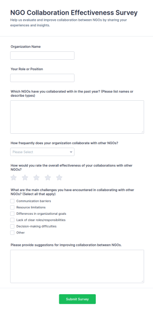 NGO Collaboration Effectiveness Survey Form Template