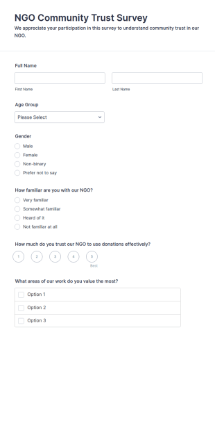 NGO Community Trust Survey Form Template