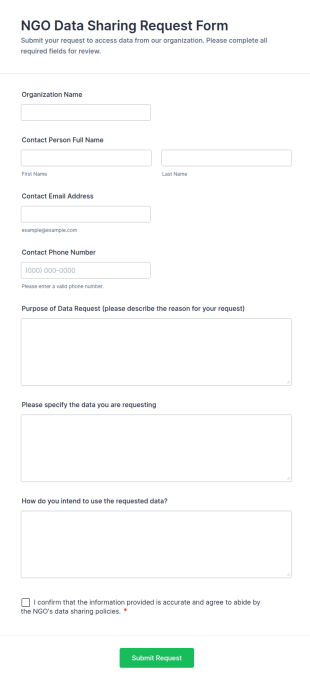 NGO Data Sharing Request Form Template
