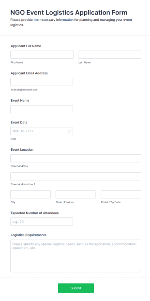 NGO Event Logistics Application Form Form Template