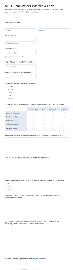 NGO Field Officer Interview Form Template