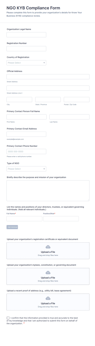 NGO KYB Compliance Form Template