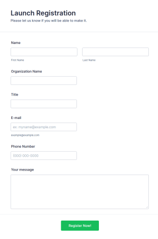 Launch Registration Form Template