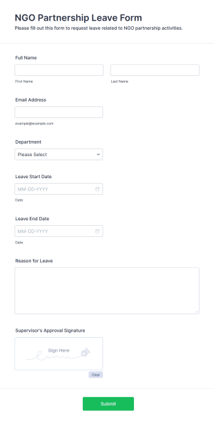 NGO Partnership Leave Form Template