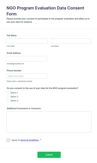 NGO Program Evaluation Data Consent Form Template