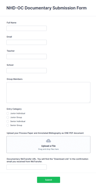 Student Documentary Submission Form Template