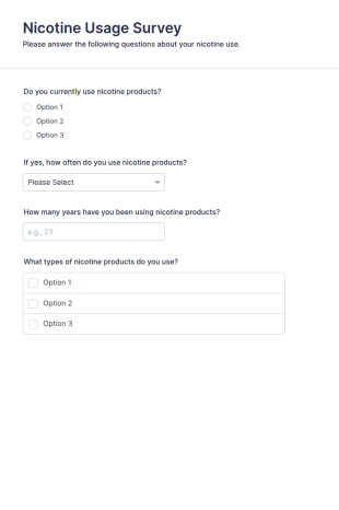 Nicotine Usage Survey Form Template