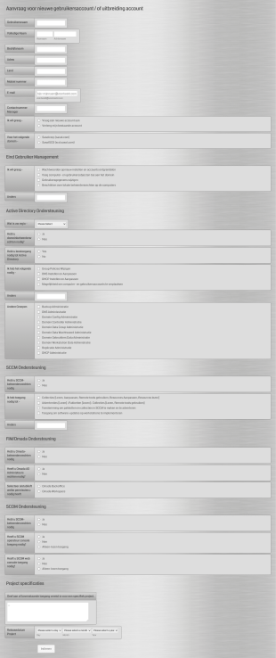 Nieuwe Gebruikersaccount Aanvraagformulier