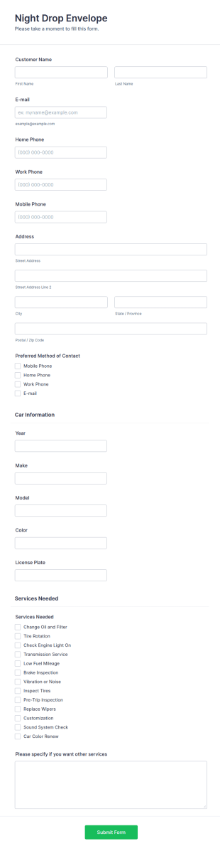 Night Drop Envelope Form Template
