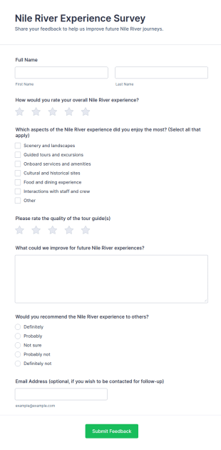 Nile River Experience Survey Form Template