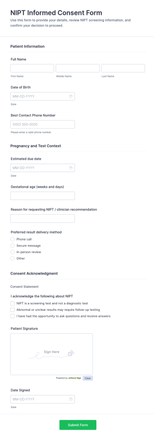 NIPT Informed Consent Form Template
