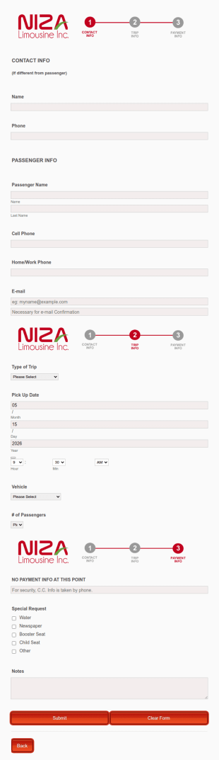 Car Service Reservation Form Template