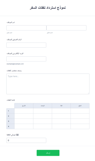 نموذج استرداد نفقات السفر